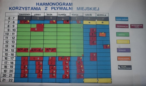 HARMONOGRAM KORZYSTANIA Z PŁYWALNI MIEJSKIEJ