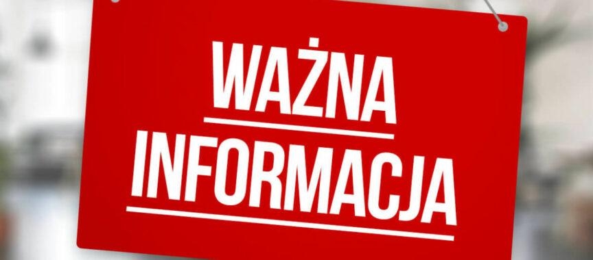 WAŻNA INFORMACJA DLA KLIENTÓW PŁYWALNI MIEJSKIEJ W ŻYWCU