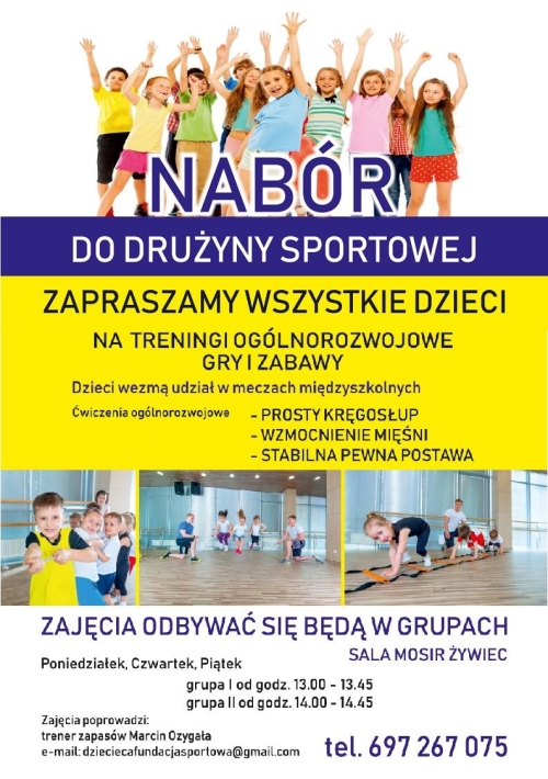 Zajęcia - Lato z MOSiR-em - Nabór do drużyny sportowej